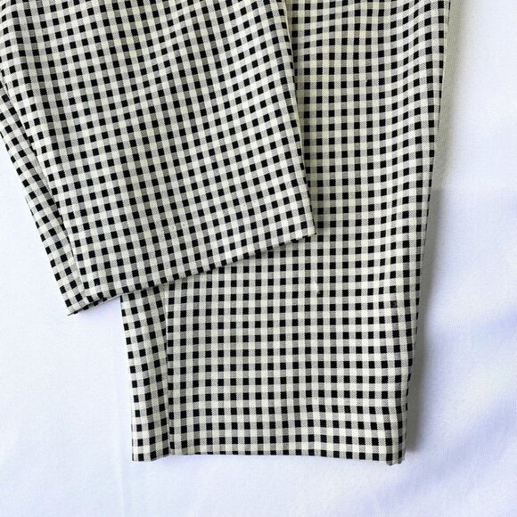CLUB MONACO BLACK WHITE GINGHAM TAPERED WIDE CROPPED SIDE BUTTON PANTS - 4 - Picture 8 of 10